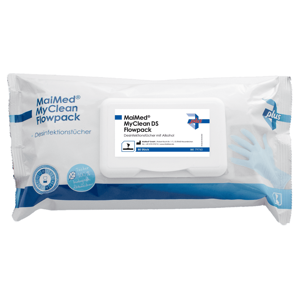 Foto zeigt eine Packung mit Flächendesinfektionstücher